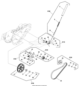 Auger Drive Group Diagram and Parts List for 1696851-02  Briggs and Stratton Snow Blower